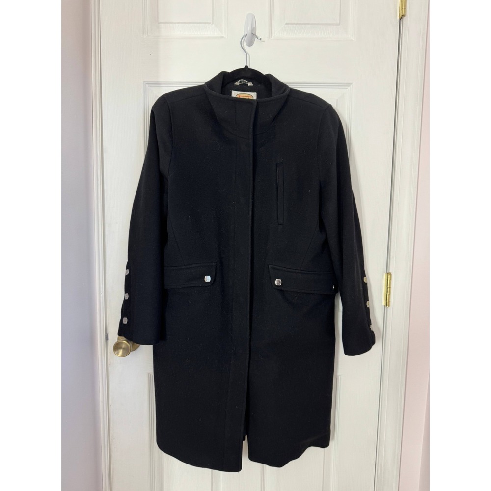 Talbots Italian Wool Coat Women's 14 Petite Black Long Sleeve Winter Outdoor